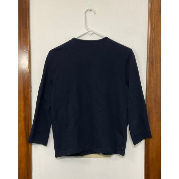 VTG Y2K Ralph Lauren Jeans Dark Blue Cardigan 3/4 Sleeves Metal Buttons Medium - Picture 2 of 5